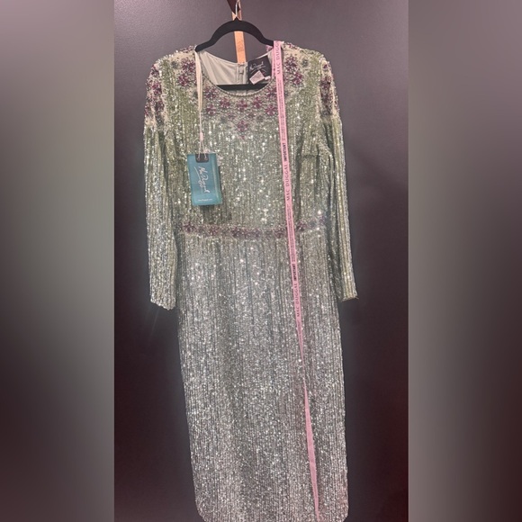 Mac Duggal Sequin and Crystal dress midi 93568 evening party wedding designer - Picture 8 of 12